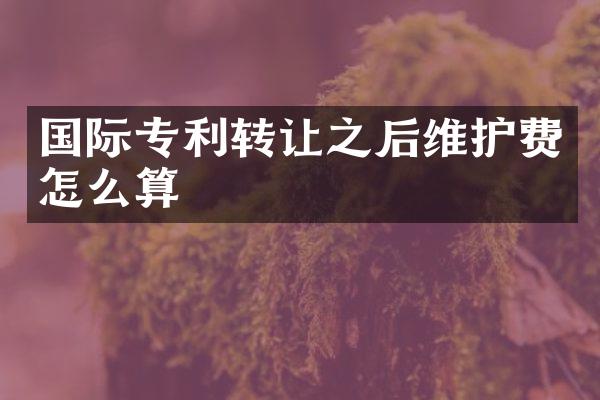 国际专利转让之后维护费怎么算