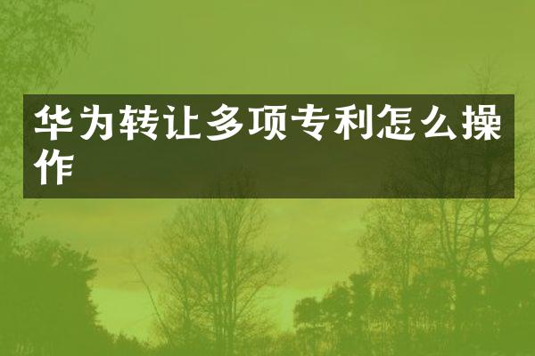 华为转让多项专利怎么操作