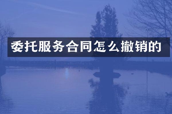 委托服务合同怎么撤销的