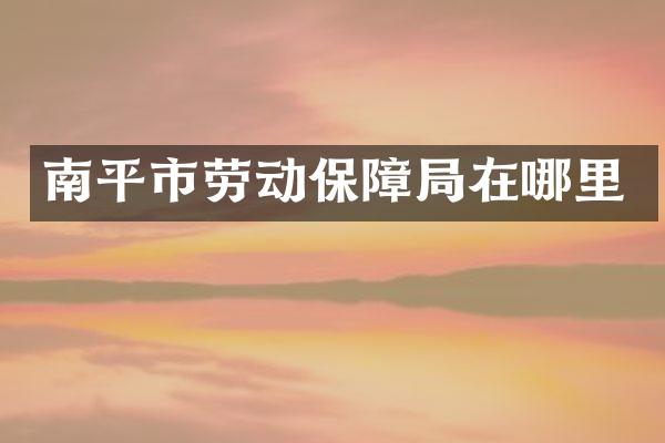 南平市劳动保障局在哪里
