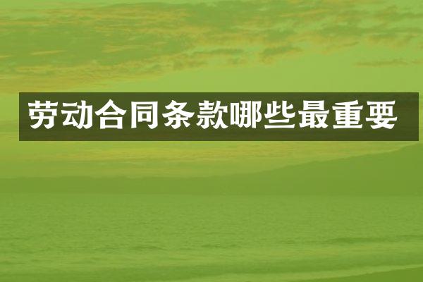 劳动合同条款哪些最重要