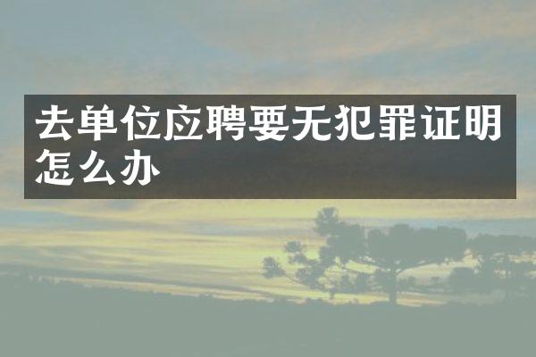 去单位应聘要无犯罪证明怎么办