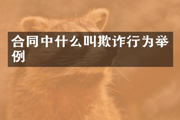 合同中什么叫欺诈行为举例