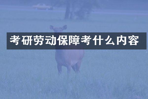 考研劳动保障考什么内容