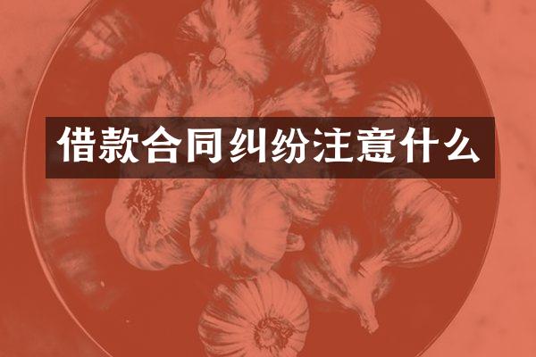 借款合同纠纷注意什么