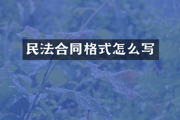 民法合同格式怎么写