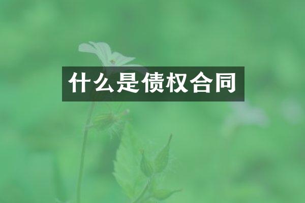 什么是债权合同