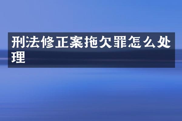 刑法修正案拖欠罪怎么处理