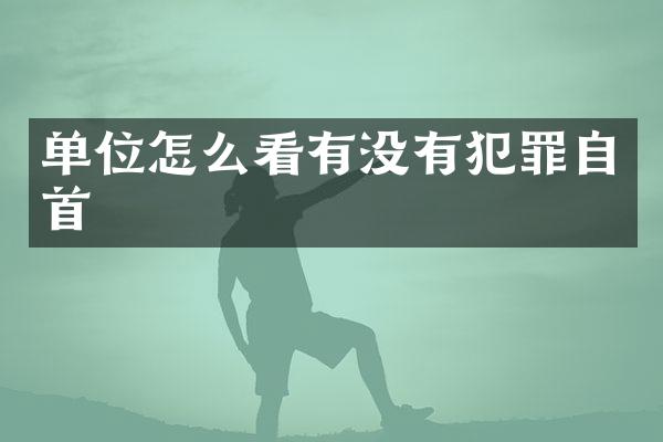 单位怎么看有没有犯罪自首