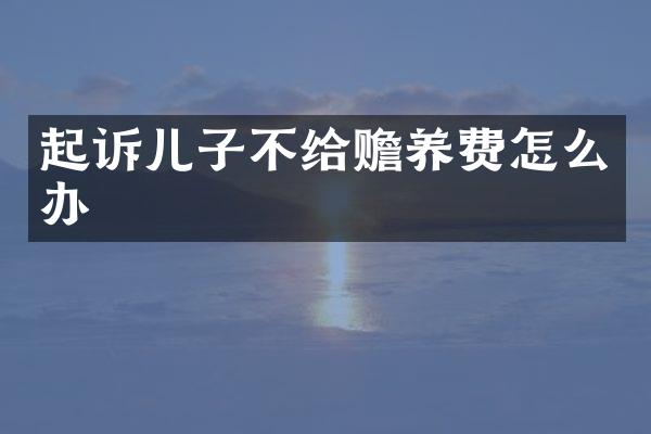 起诉儿子不给赡养费怎么办