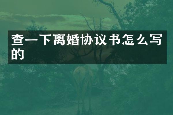 查一下离婚协议书怎么写的