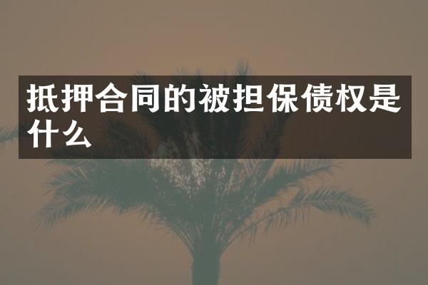 抵押合同的被担保债权是什么