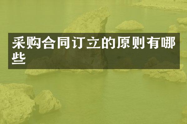 采购合同订立的原则有哪些