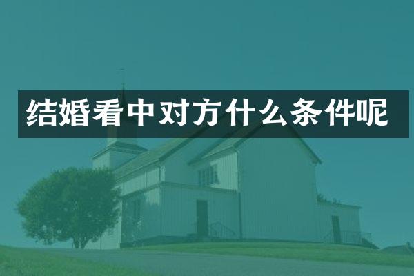 结婚看中对方什么条件呢