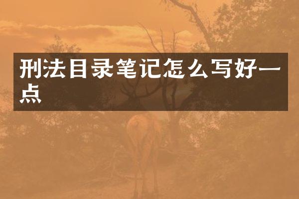 刑法目录笔记怎么写好一点