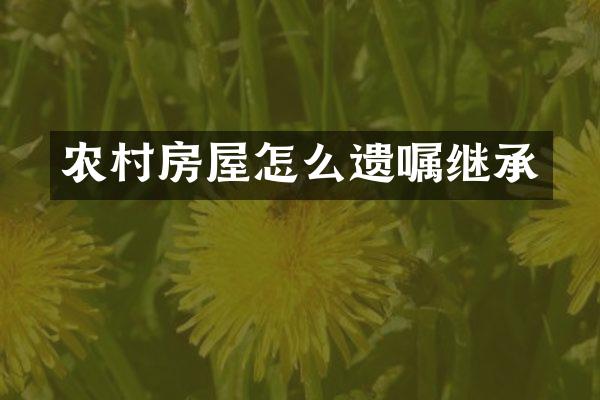 农村房屋怎么遗嘱继承