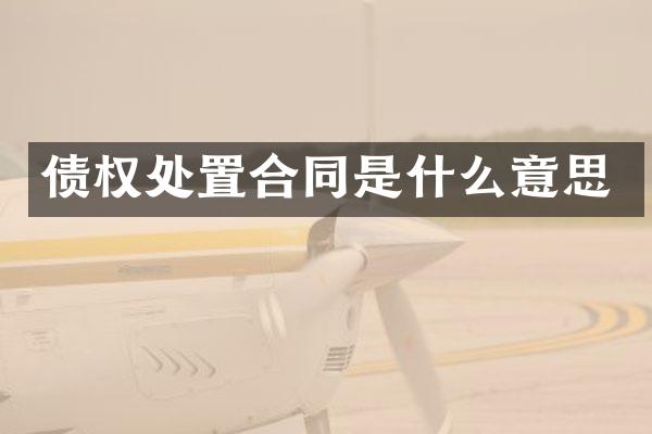 债权处置合同是什么意思