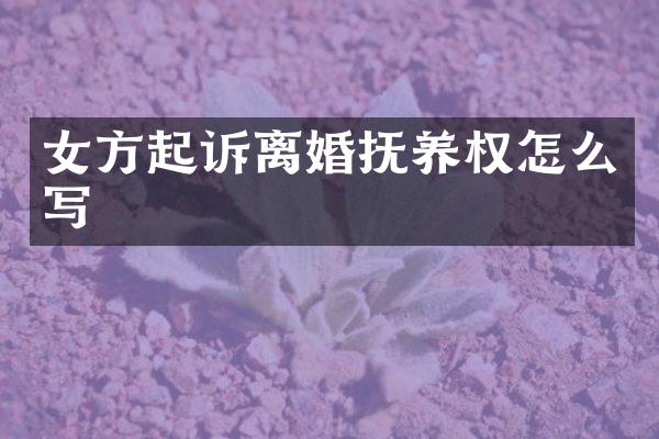 女方起诉离婚抚养权怎么写