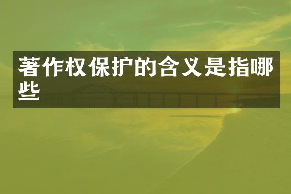 著作权保护的含义是指哪些