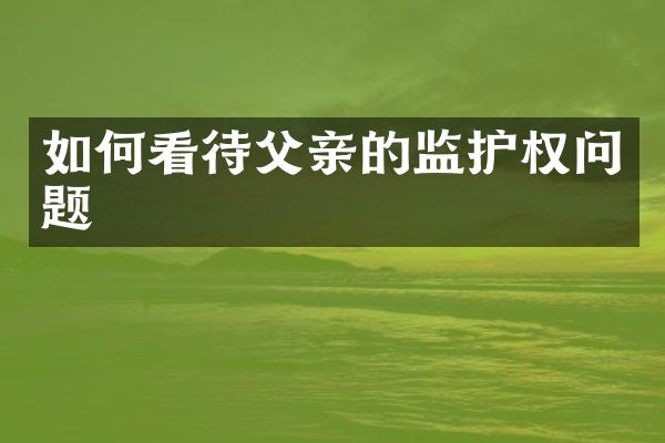 如何看待父亲的监护权问题