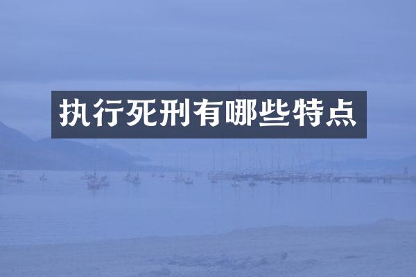 执行死刑有哪些特点