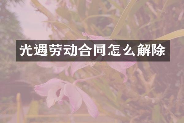 光遇劳动合同怎么解除