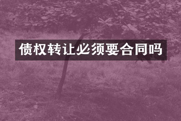 债权转让必须要合同吗