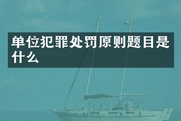 单位犯罪处罚原则题目是什么