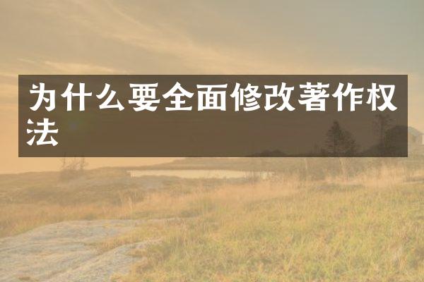 为什么要全面修改著作权法