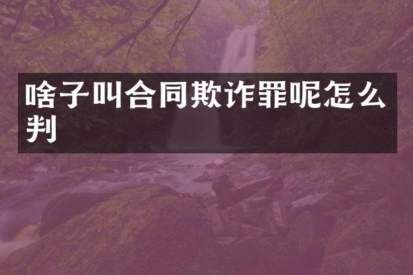 啥子叫合同欺诈罪呢怎么判