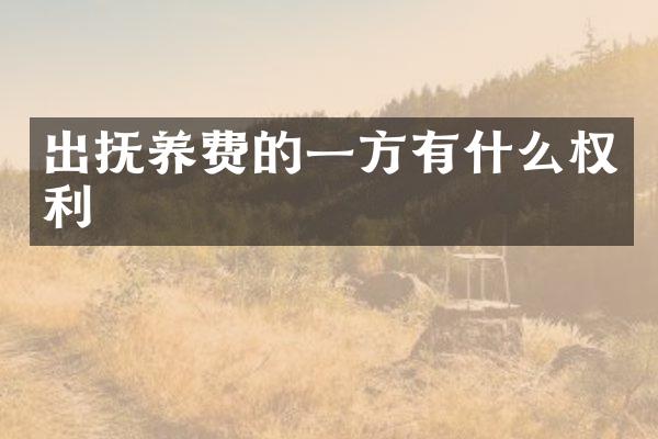 出抚养费的一方有什么权利