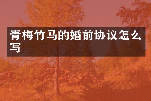 青梅竹马的婚前协议怎么写