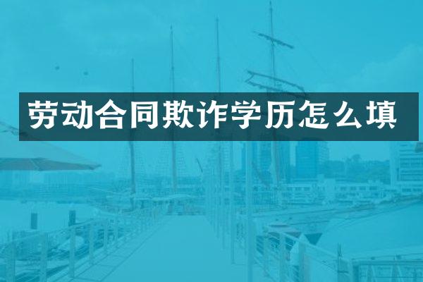 劳动合同欺诈学历怎么填