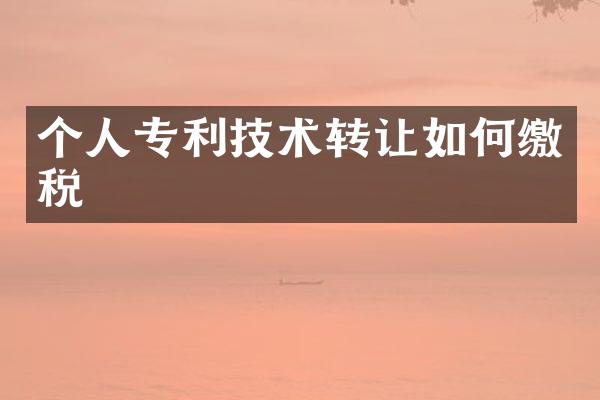 个人专利技术转让如何缴税