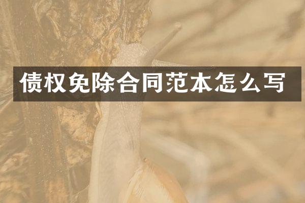 债权免除合同范本怎么写