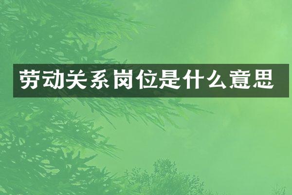 劳动关系岗位是什么意思