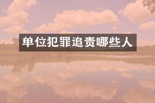 单位犯罪追责哪些人