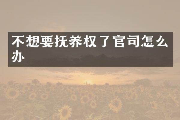 不想要抚养权了官司怎么办