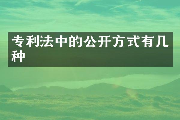 专利法中的公开方式有几种