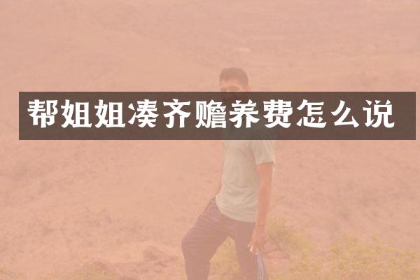 帮姐姐凑齐赡养费怎么说