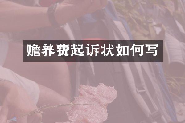 赡养费起诉状如何写