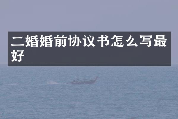 二婚婚前协议书怎么写最好