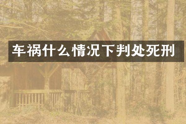 车祸什么情况下判处死刑