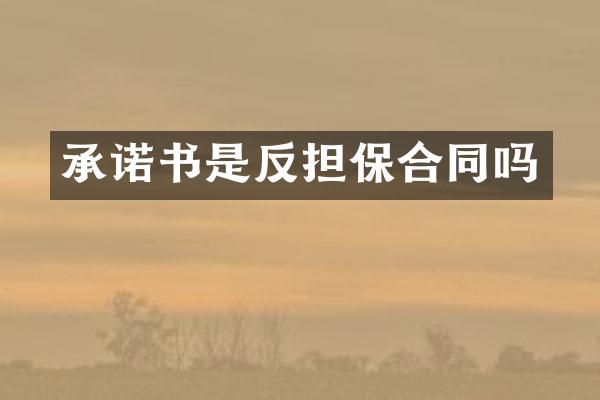 承诺书是反担保合同吗