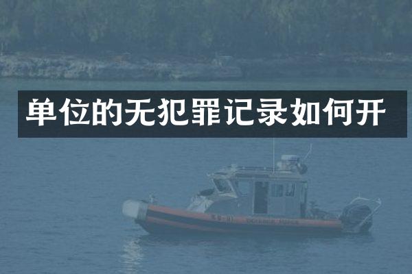 单位的无犯罪记录如何开