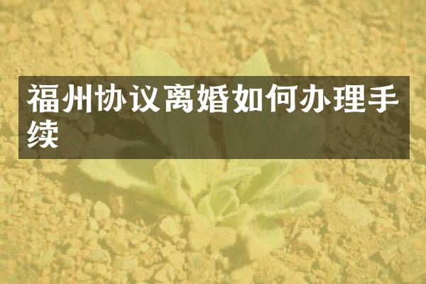 福州协议离婚如何办理手续