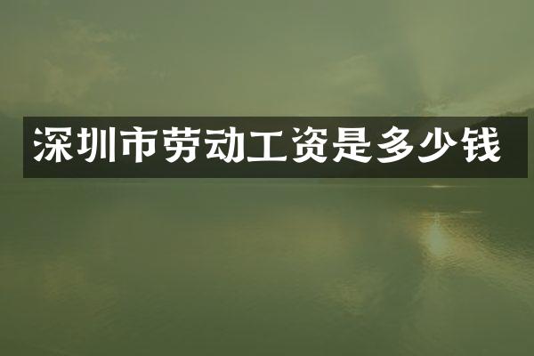 深圳市劳动工资是多少钱
