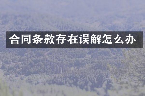合同条款存在误解怎么办