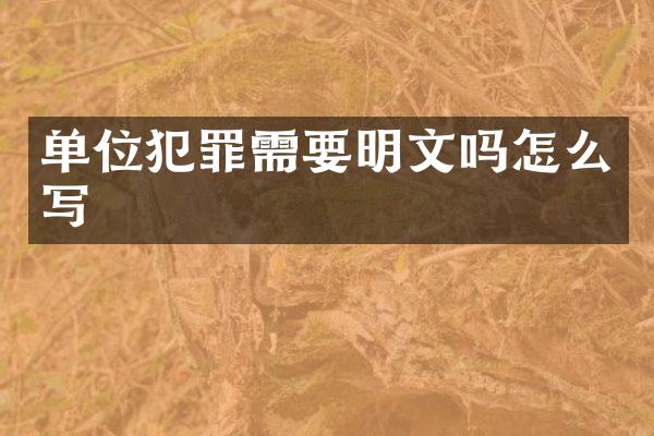 单位犯罪需要明文吗怎么写