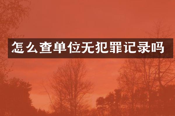 怎么查单位无犯罪记录吗